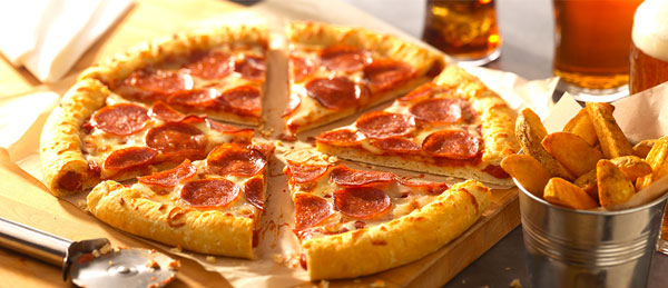 Stuffed crust pepperoni pizza
